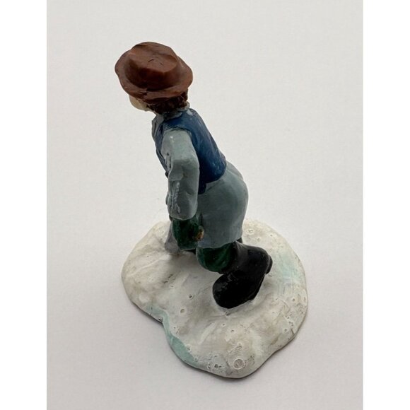 Vintage Christmas Village Figurine Boy Shoveling Snow Winter Scene - Picture 5 of 7